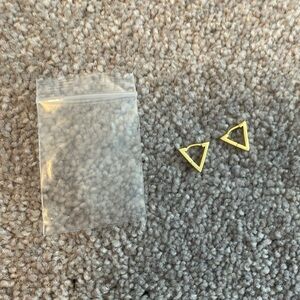 Hey June triangle Huggies, gold filled.